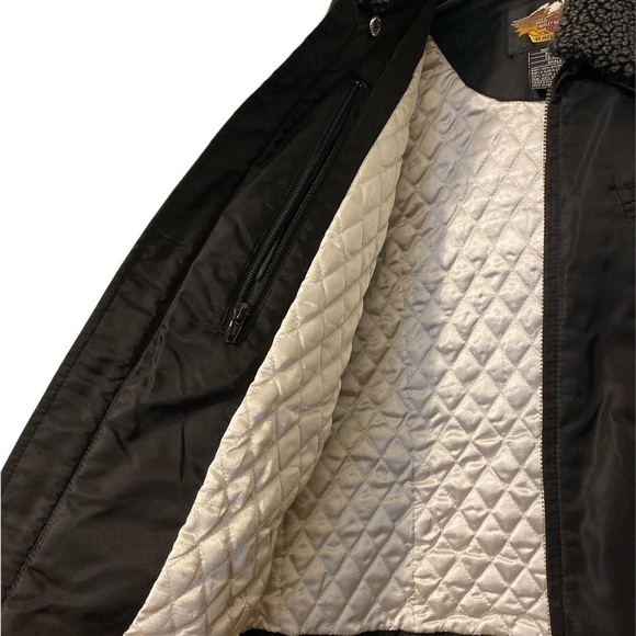 RARE Small Black Harley-Davidson Quilted Lined Jacket With Removable Collar - Picture 9 of 16